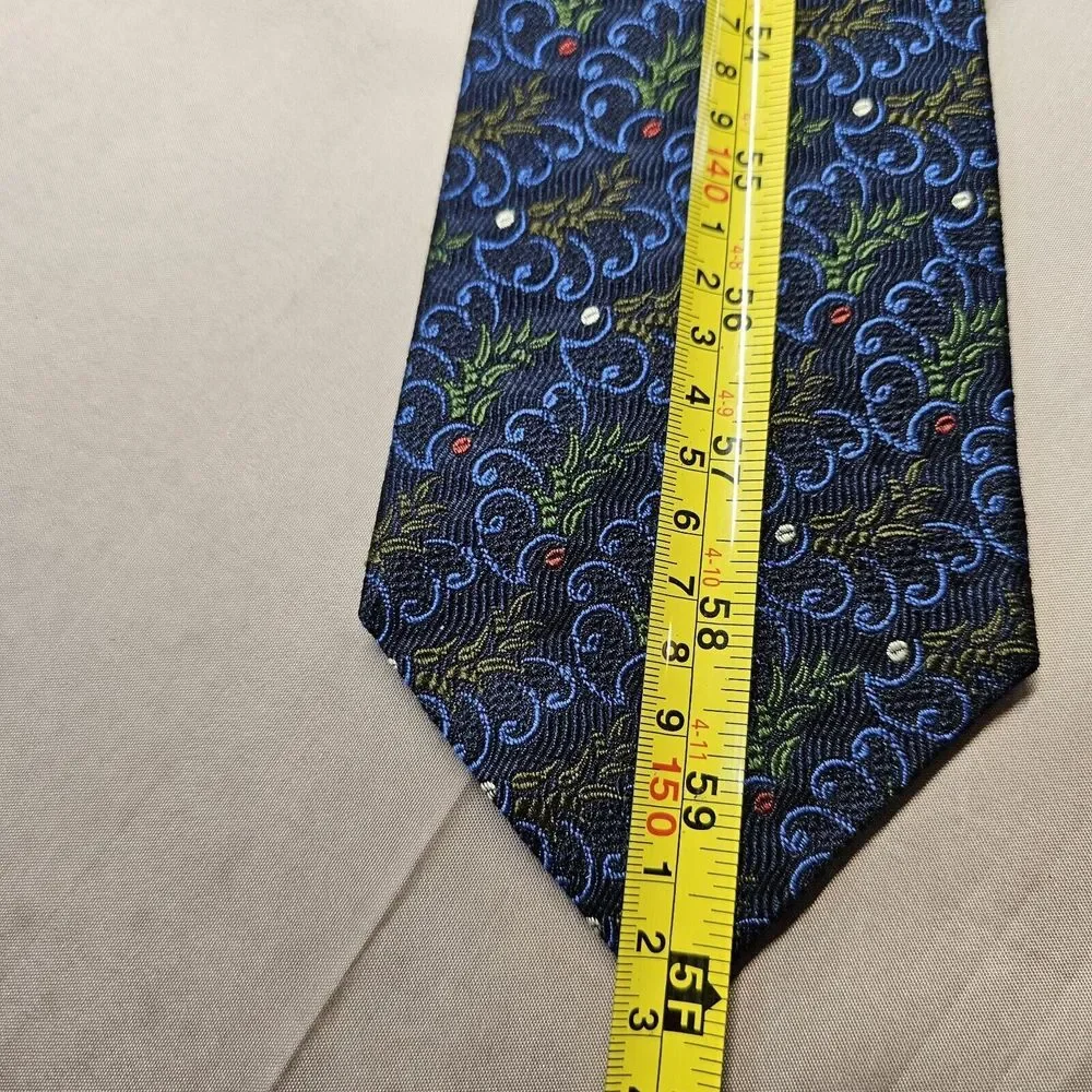 Hickey Freeman Tie Mens Silk Blue Geometric Pattern 60x3.5‎ Extra Long